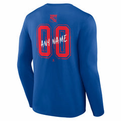 New York Rangers Hustle Personalized Name & Number Long Sleeve T-Shirt - Blue - NHL