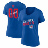 New York Rangers Women's Hustle Personalized Name & Number V-Neck T-Shirt - Blue - NHL