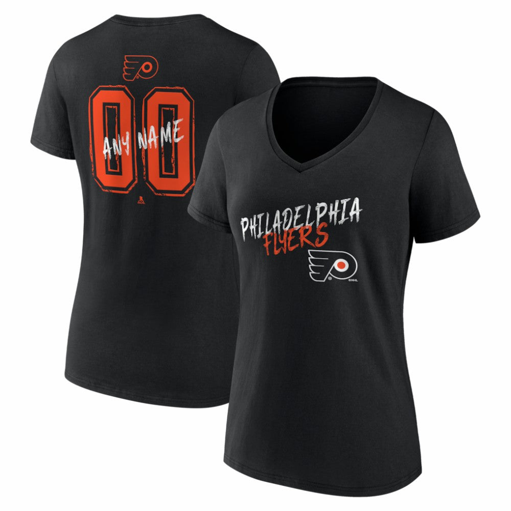Philadelphia Flyers Women's Hustle Personalized Name & Number V-Neck T-Shirt - Black - NHL