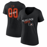Philadelphia Flyers Women's Hustle Personalized Name & Number V-Neck T-Shirt - Black - NHL