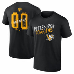 Pittsburgh Penguins Hustle Personalized Name & Number T-Shirt - Black - NHL