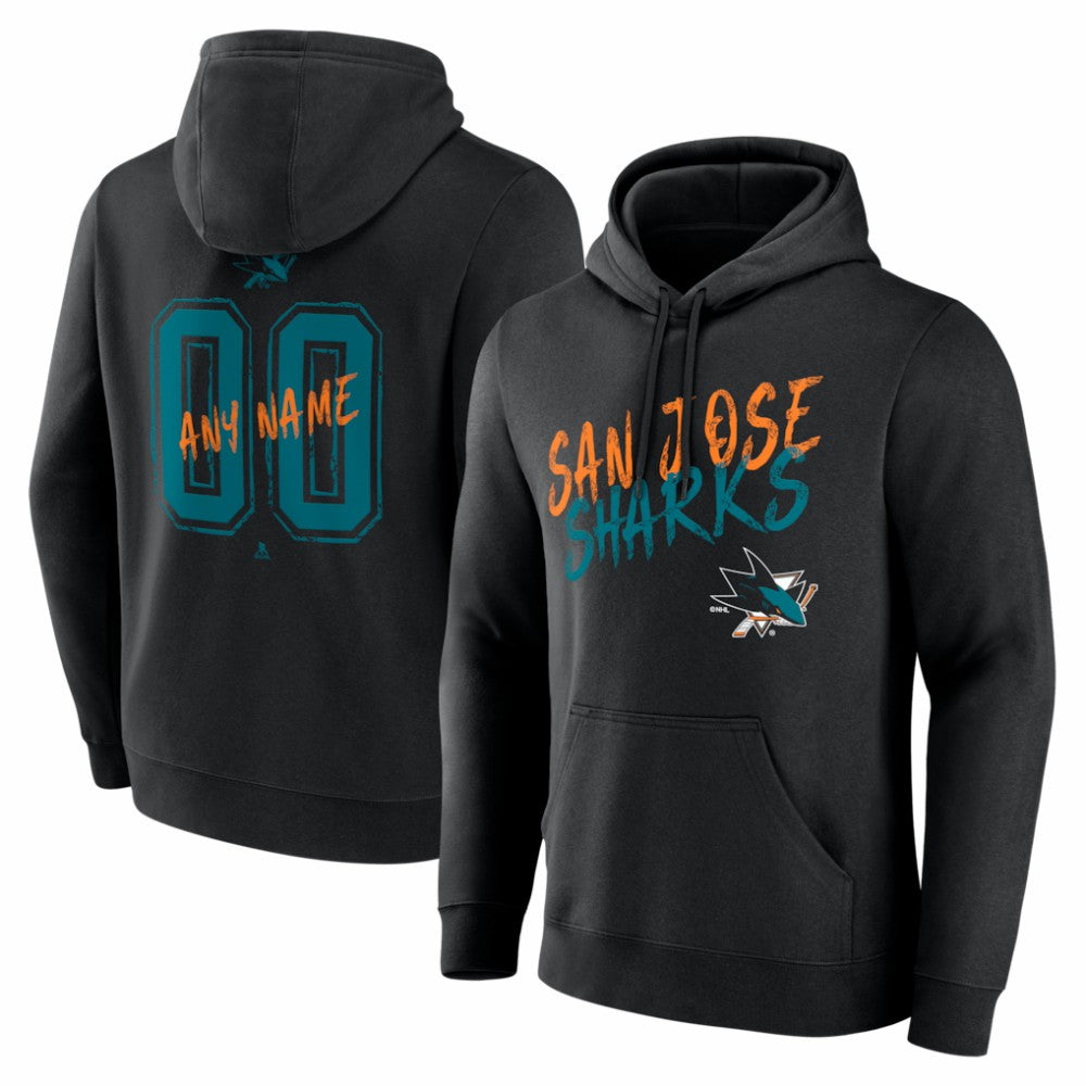 San Jose Sharks Big & Tall Hustle Personalized Name & Number Hoodie - Black - NHL