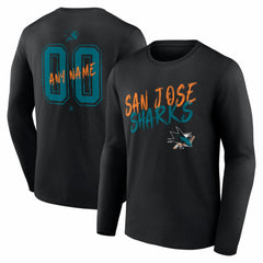 San Jose Sharks Hustle Personalized Name & Number Long Sleeve T-Shirt - Black - NHL