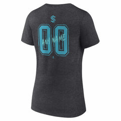 Seattle Kraken Women's Hustle Personalized Name & Number V-Neck T-Shirt - Charcoal - NHL