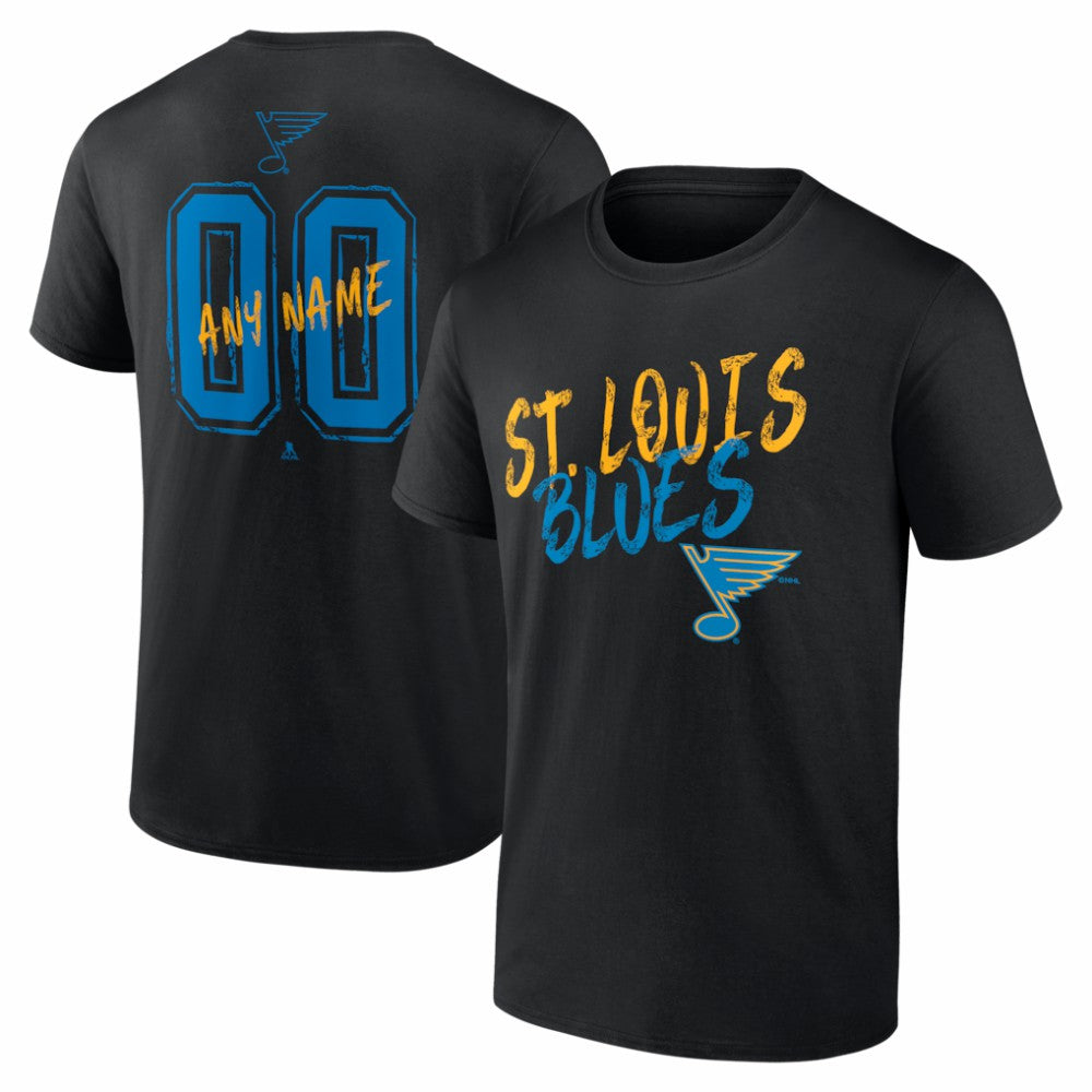 St. Louis Blues Big & Tall Hustle Personalized Name & Number T-Shirt - Black - NHL