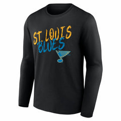 St. Louis Blues Hustle Personalized Name & Number Long Sleeve T-Shirt - Black - NHL