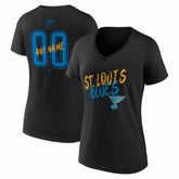 St. Louis Blues Women's Hustle Personalized Name & Number V-Neck T-Shirt - Black - NHL
