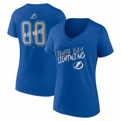 Tampa Bay Lightning Women's Hustle Personalized Name & Number V-Neck T-Shirt - Blue - NHL