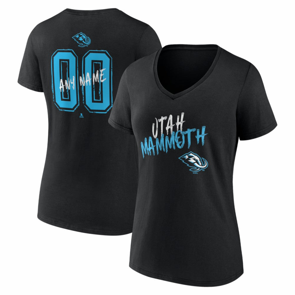 Utah Mammoth Women's Hustle Personalized Name & Number V-Neck T-Shirt - Black - NHL