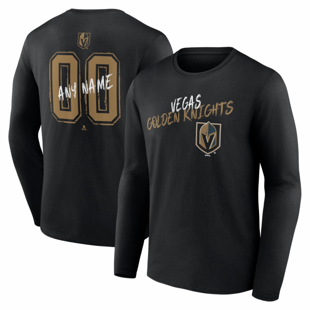 Vegas Golden Knights Hustle Personalized Name & Number Long Sleeve T-Shirt - Black - NHL