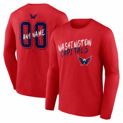Washington Capitals Hustle Personalized Name & Number Long Sleeve T-Shirt - Red - NHL