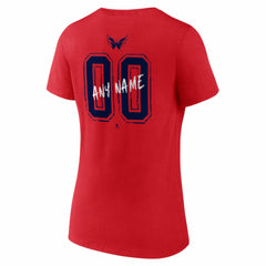 Washington Capitals Women's Hustle Personalized Name & Number V-Neck T-Shirt - Red - NHL