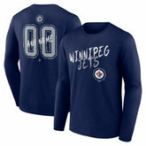 Winnipeg Jets Hustle Personalized Name & Number Long Sleeve T-Shirt - Navy - NHL