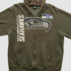 Seattle Seahawks NFL 2010s Hooded Full Zip Sweatshirt Olive Vintage | Fanatics