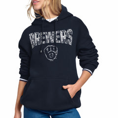 Milwaukee Brewers Starter Women's Lace Team Lockup Fleece Hoodie - MLB