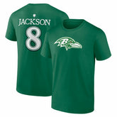 Lamar Jackson Baltimore Ravens St. Patrick's Day Icon Name & Number T-Shirt Green | NFL