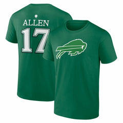 Josh Allen Buffalo Bills St. Patrick's Day Icon Name & Number T-Shirt Green | NFL