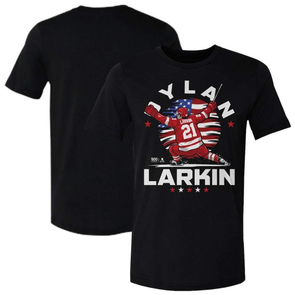 Dylan Larkin US Men's Hockey 500 Level Flag T-Shirt - Black - NHL