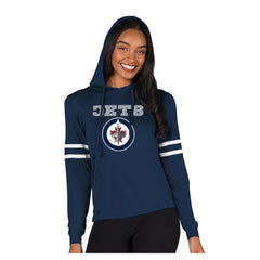 Winnipeg Jets Concepts Sport Women's Marathon Long-Sleeve Hooded T-Shirt - Navy - NHL