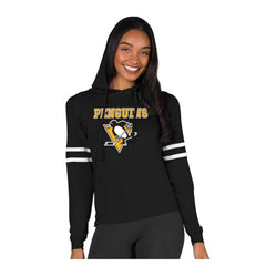 Pittsburgh Penguins Concepts Sport Women's Marathon Long-Sleeve Hooded T-Shirt - Black - NHL