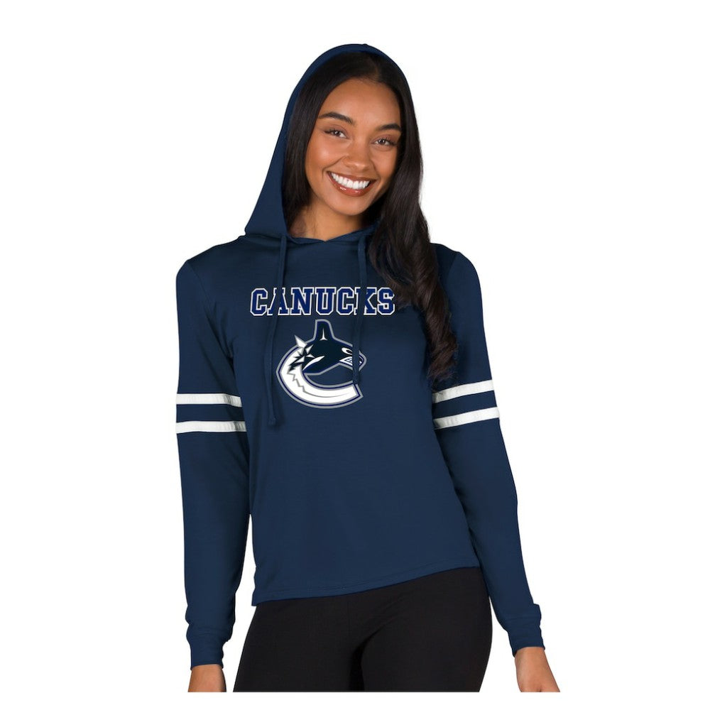 Vancouver Canucks Concepts Sport Women's Marathon Long-Sleeve Hooded T-Shirt - Navy - NHL