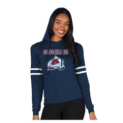 Colorado Avalanche Concepts Sport Women's Marathon Long-Sleeve Hooded T-Shirt - Navy - NHL