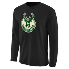 Milwaukee Bucks Primary Logo II Long Sleeve T-Shirt Black - NBA