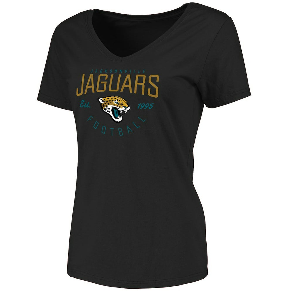Jacksonville Jaguars Women's Live For It V-Neck T-Shirt Black | NFL