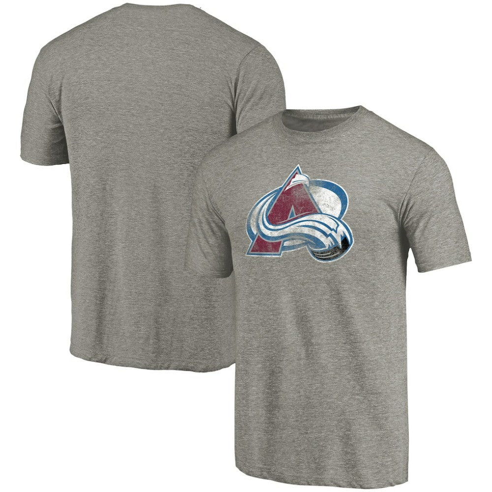 Colorado Avalanche Distressed Team Logo Tri-Blend T-Shirt - Ash - NHL