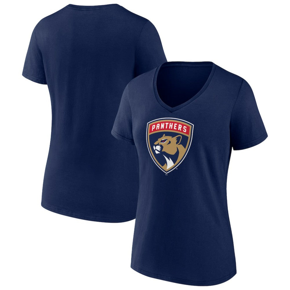 Florida Panthers Women's Primary Logo V-Neck T-Shirt - Navy - NHL