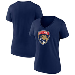 Florida Panthers Women's Primary Logo V-Neck T-Shirt - Navy - NHL