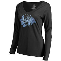 Chicago Blackhawks Women's Pond Hockey Long Sleeve T-Shirt - Black - NHL