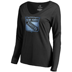 New York Rangers Women's Pond Hockey Long Sleeve T-Shirt - Black - NHL