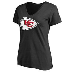 Kansas City Chiefs Women's Primary Team Logo V-Neck T-Shirt Black | NFL