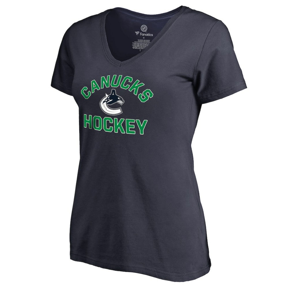 Vancouver Canucks Women's Overtime V-Neck T-Shirt - Navy - NHL