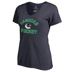 Vancouver Canucks Women's Overtime V-Neck T-Shirt - Navy - NHL