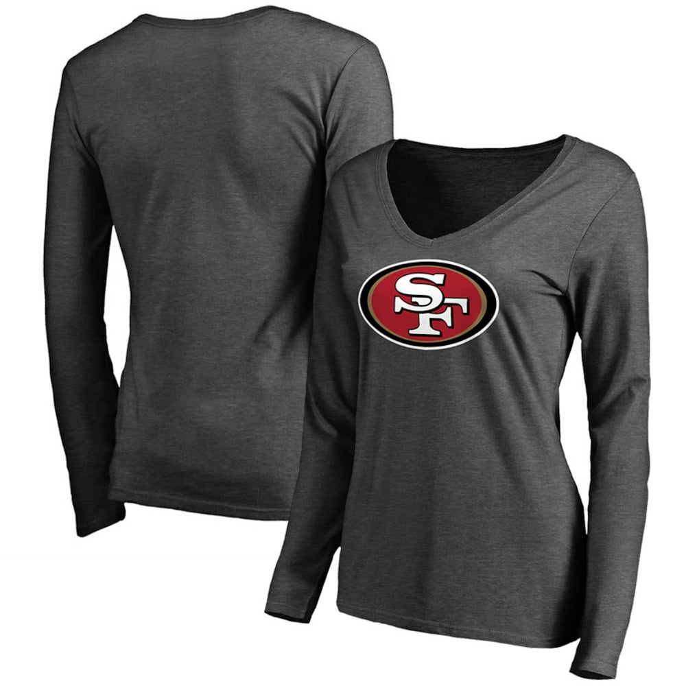 San Francisco 49ers Women's Team Logo Long Sleeve T-Shirt Heathered Gray | NFL