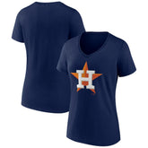 Houston Astros Women's Team Color Primary Logo V-Neck T-Shirt - MLB