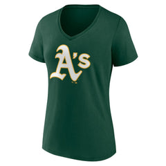 Athletics Women's Team Color Primary Logo V-Neck T-Shirt - MLB