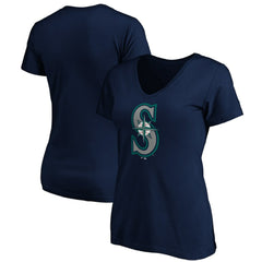 Seattle Mariners Women's Team Color Primary Logo V-Neck T-Shirt - MLB