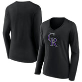 Colorado Rockies Women's Team Color Primary Logo V-Neck Long Sleeve T-Shirt - MLB