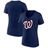 Washington Nationals Women's Secondary Color Primary Logo T-Shirt - MLB