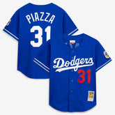 Mike Piazza Los Angeles Dodgers Mitchell & Ness Cooperstown Collection Mesh Batting Practice Button-Up Jersey - MLB