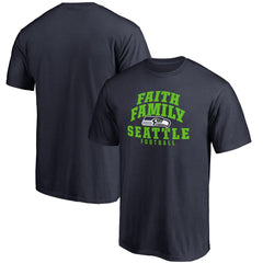 Seattle Seahawks Faith Family T-Shirt Navy | NFL