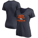 Denver Broncos Women's Faith Family V-Neck T-Shirt Navy | NFL