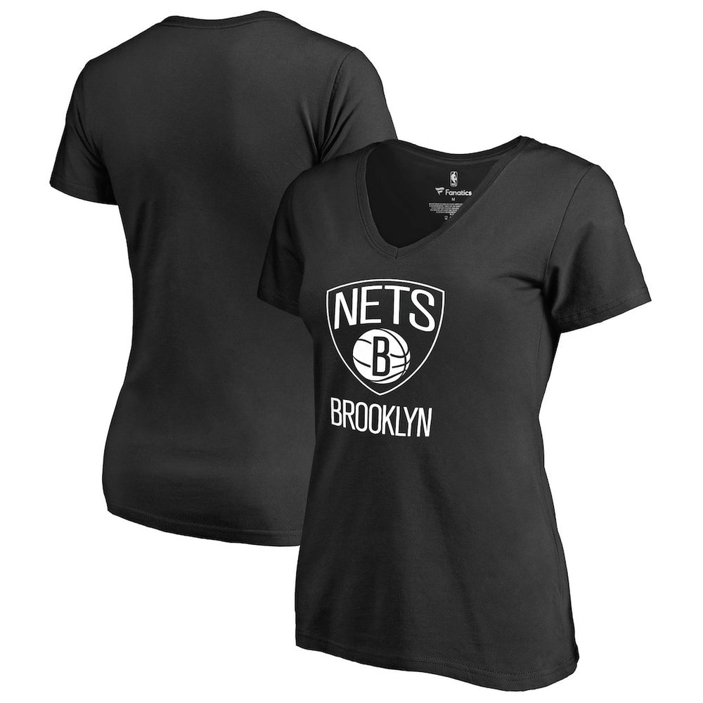 Brooklyn Nets Women's Primary Logo V-Neck T-Shirt Black - NBA