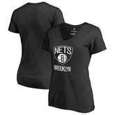 Brooklyn Nets Women's Primary Logo V-Neck T-Shirt Black - NBA