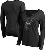 San Antonio Spurs Women's Primary Logo V-Neck Long Sleeve T-Shirt Black - NBA