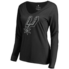 San Antonio Spurs Women's Primary Logo V-Neck Long Sleeve T-Shirt Black - NBA