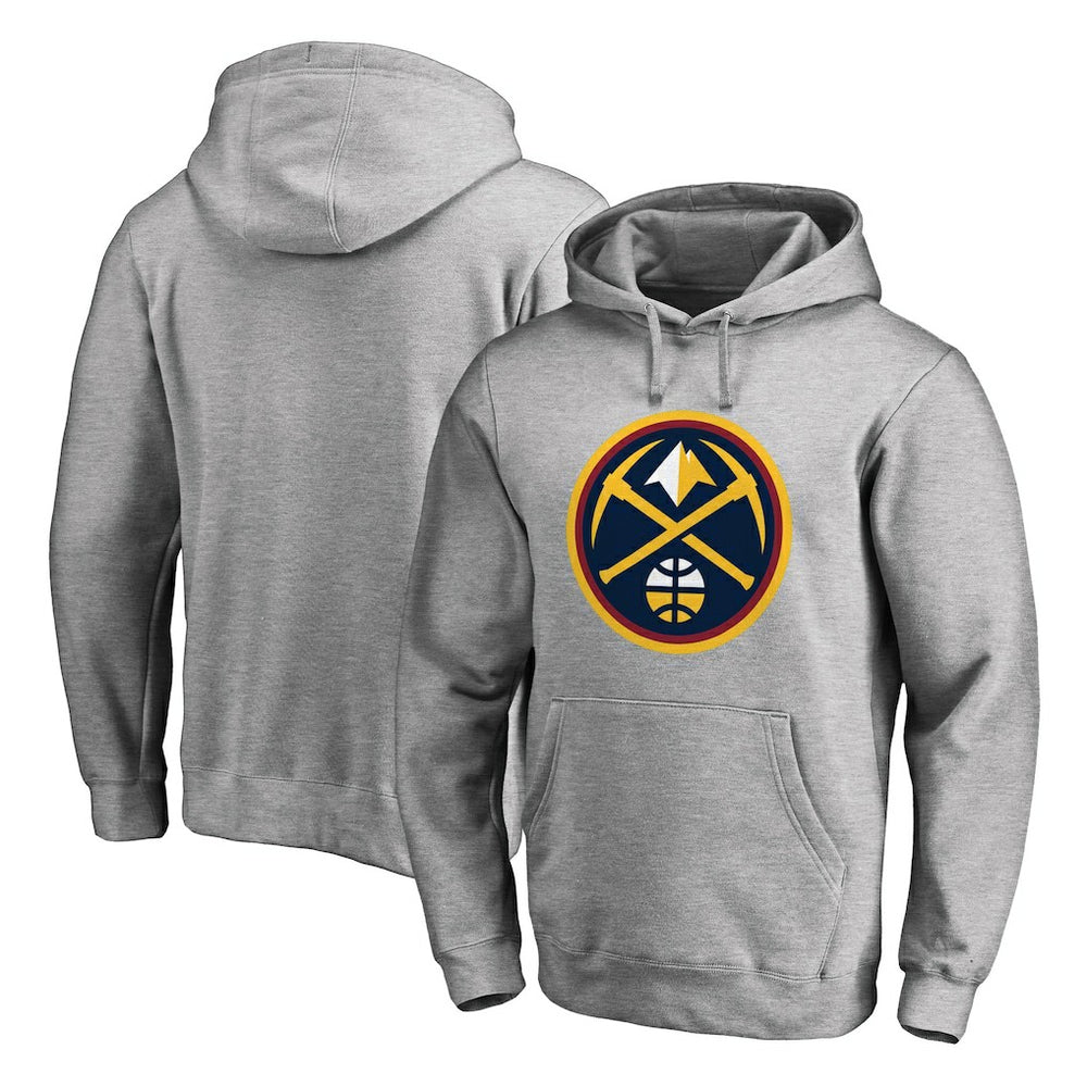 Denver Nuggets Primary Logo Pullover Hoodie Heather Gray - NBA